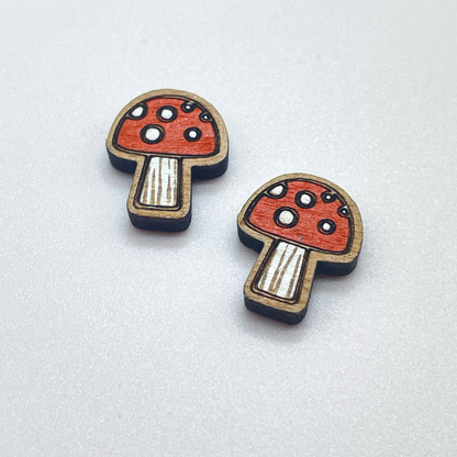 Outlined Spotted Cap Mushroom Stud Earrings