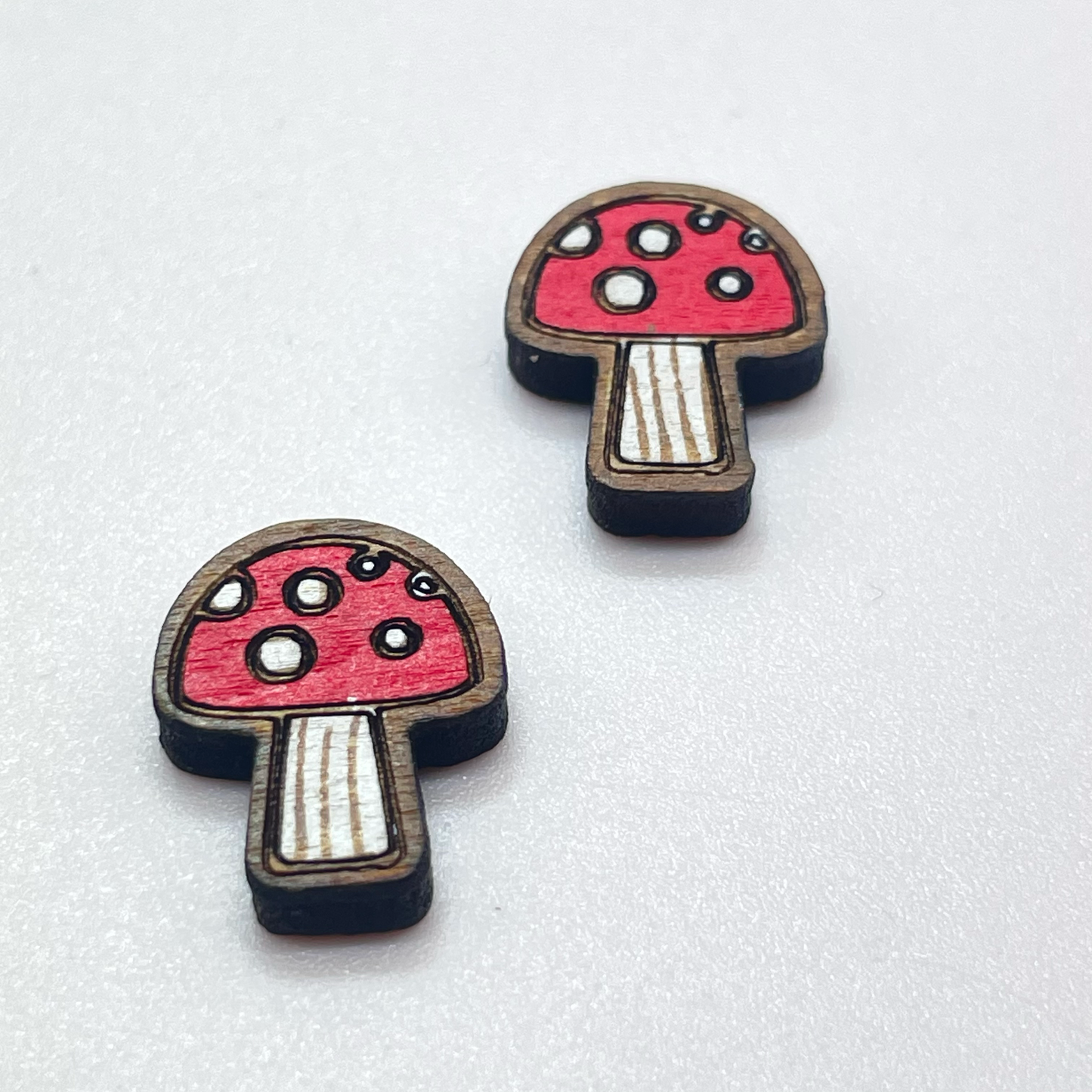 Outlined Spotted Cap Mushroom Stud Earrings