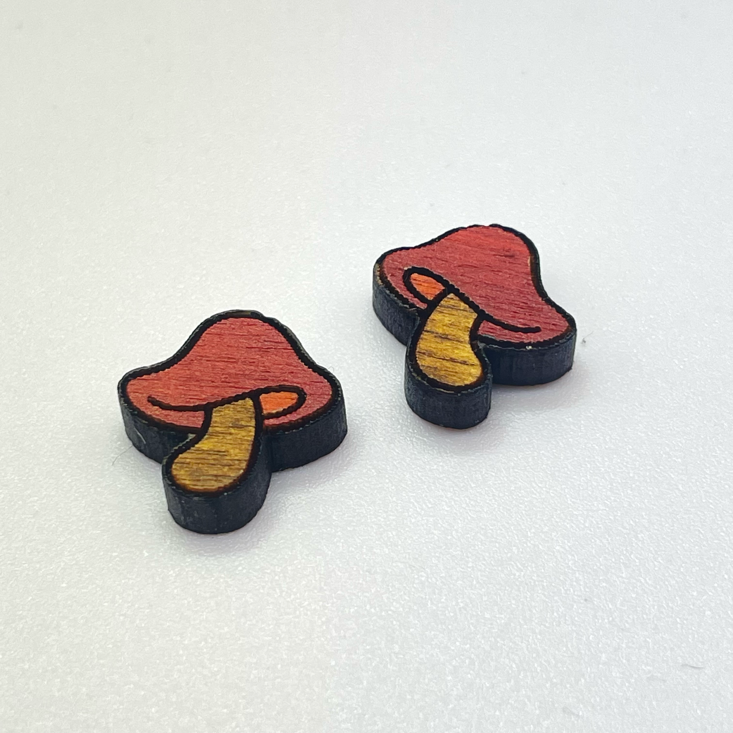 Mushroom w/ Bent Stalk Stud Earrings