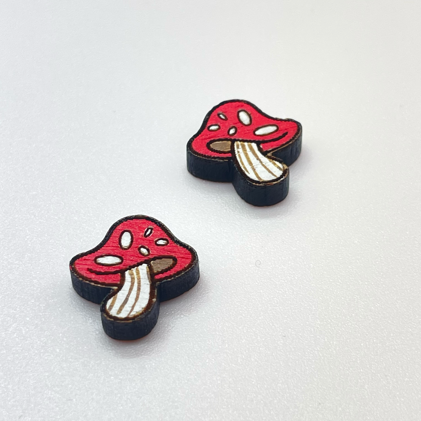 Mushroom w/ Bent Stalk Stud Earrings