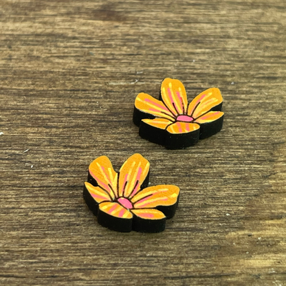 Flat Flower Petal Stud Earrings