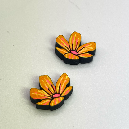 Flat Flower Petal Stud Earrings