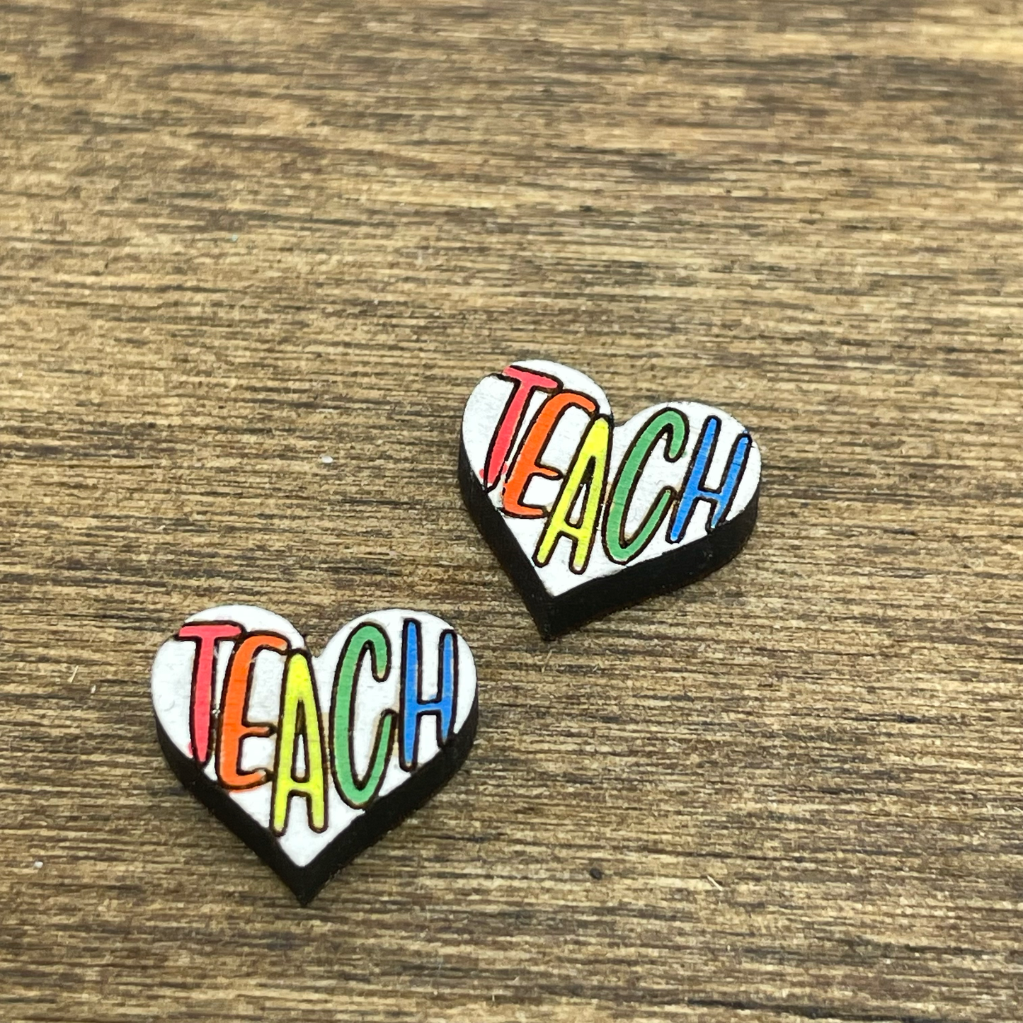 "Teach" Heart Stud Earrings