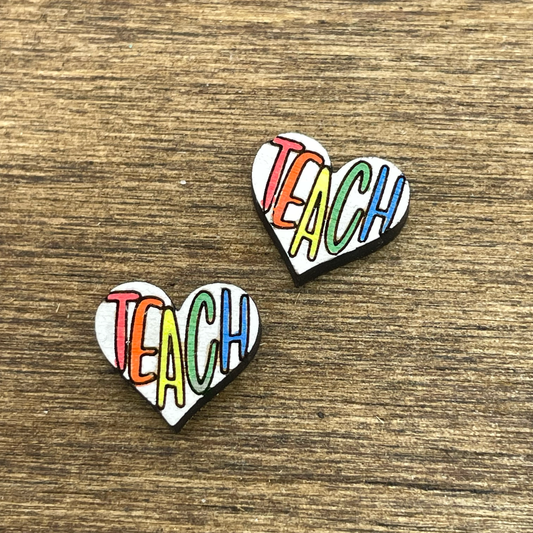 "Teach" Heart Stud Earrings