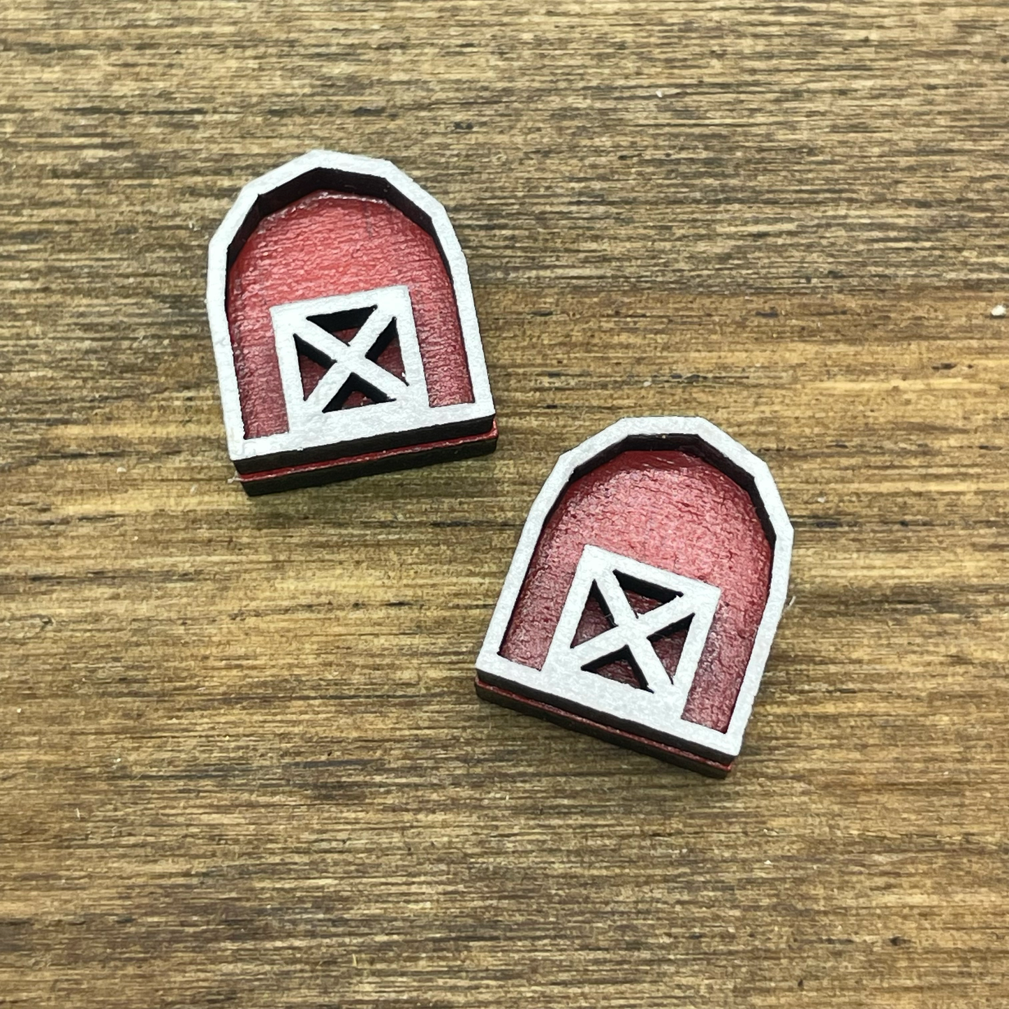 3D Barn Stud Earrings