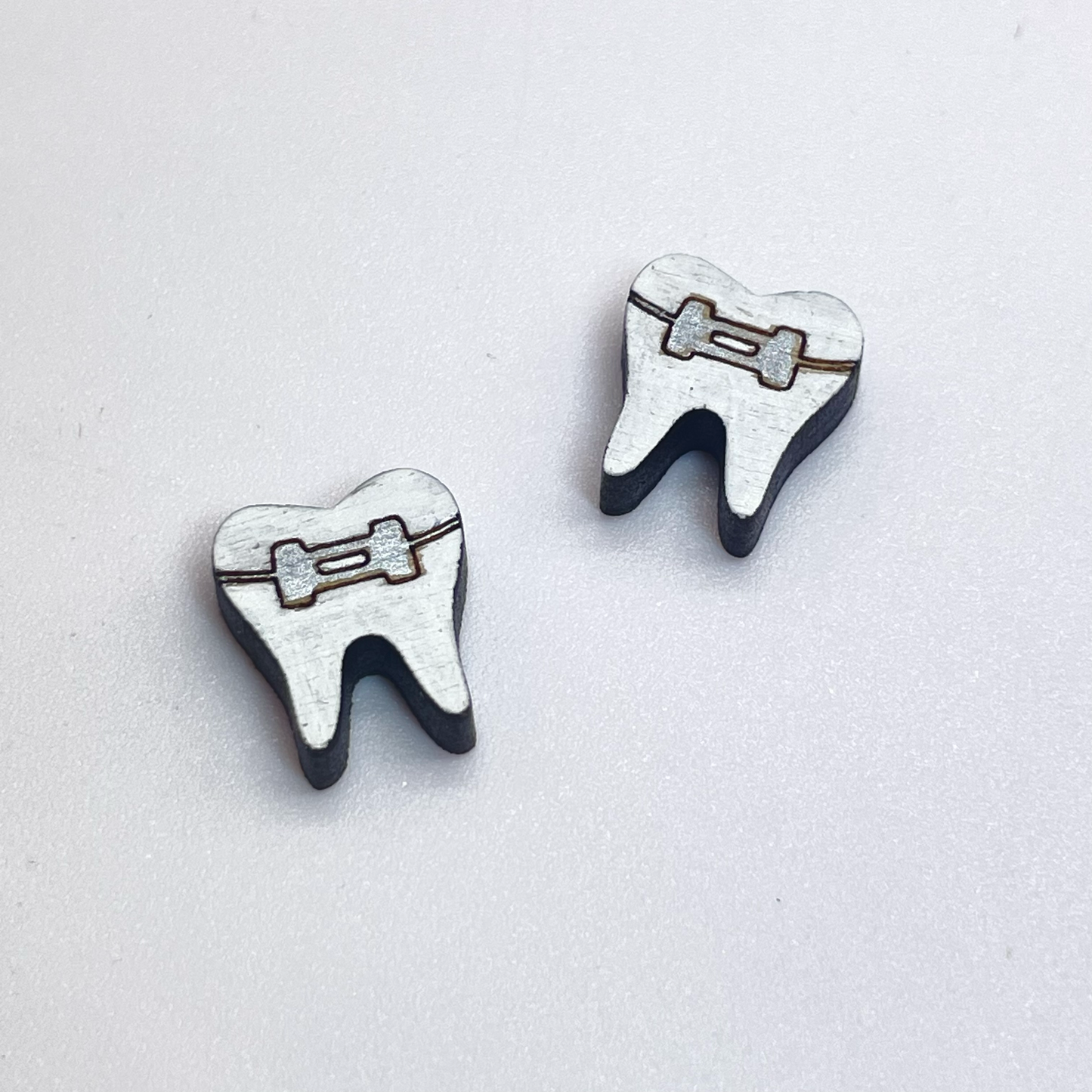 Tooth with Bracket Stud Earrings