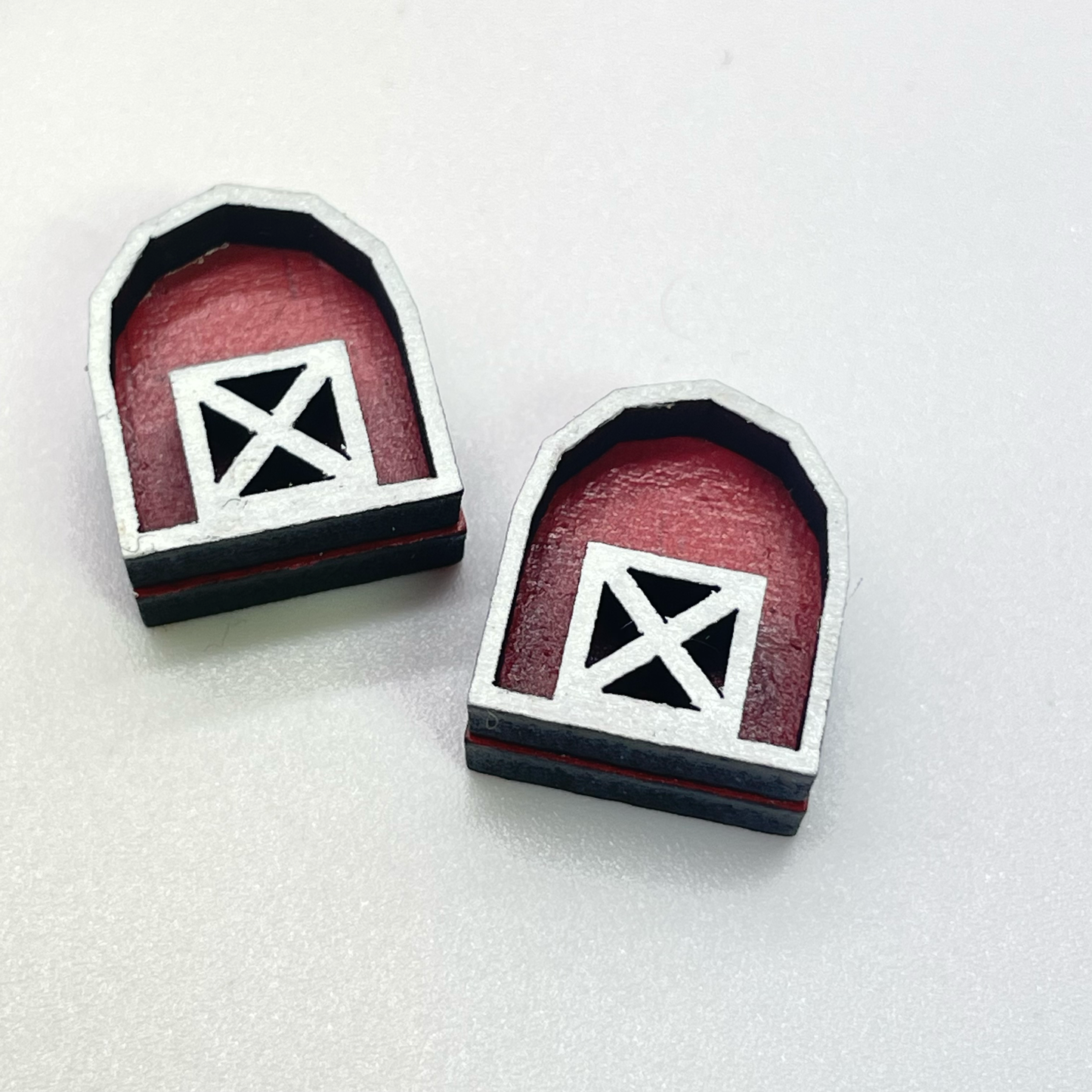 3D Barn Stud Earrings