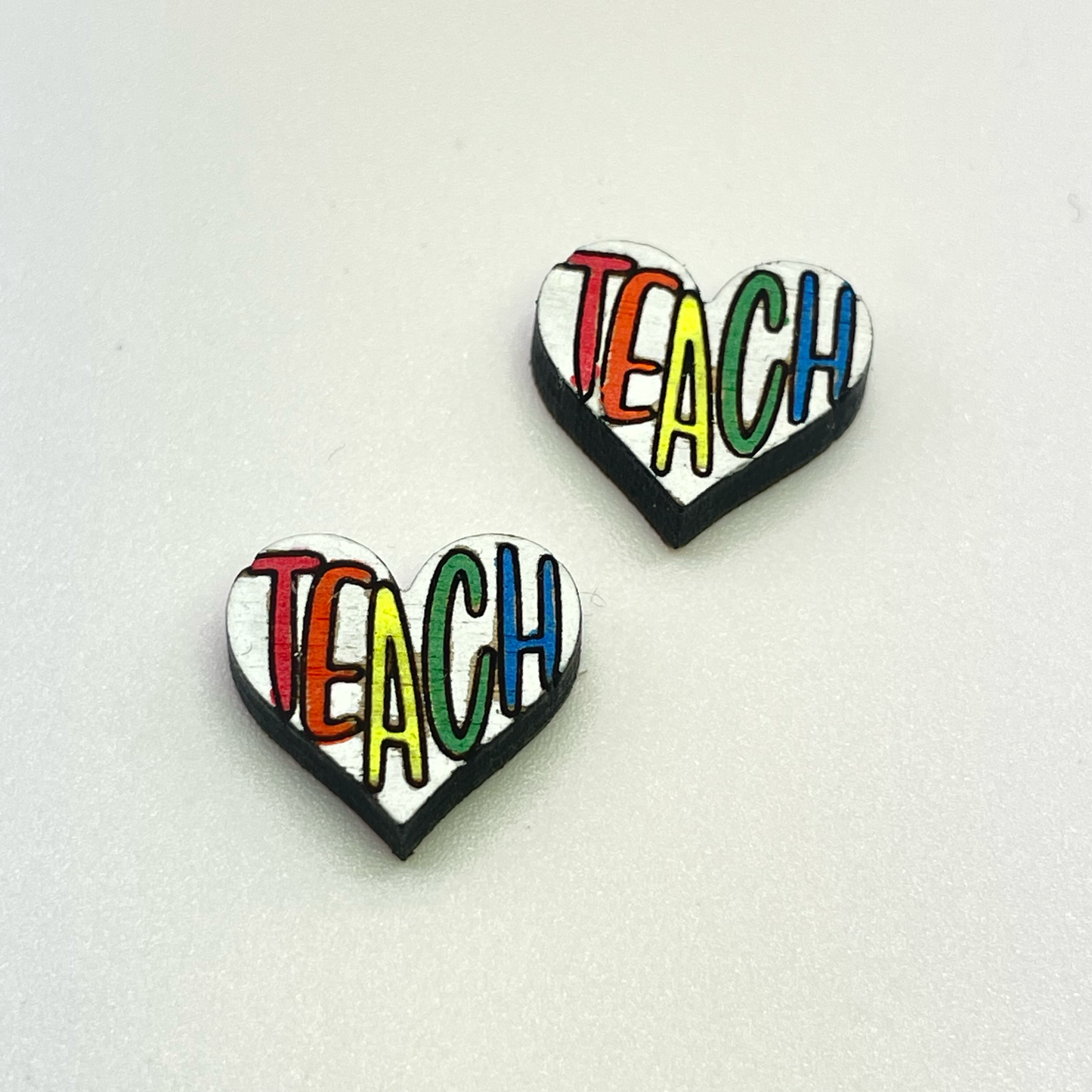 "Teach" Heart Stud Earrings