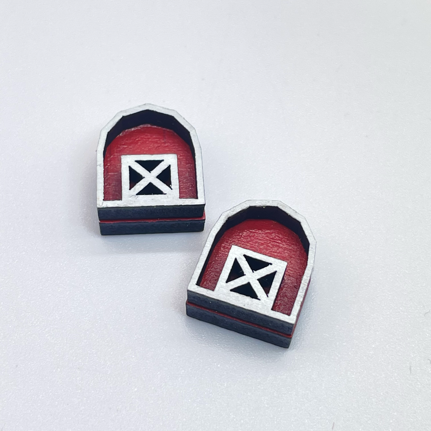 3D Barn Stud Earrings