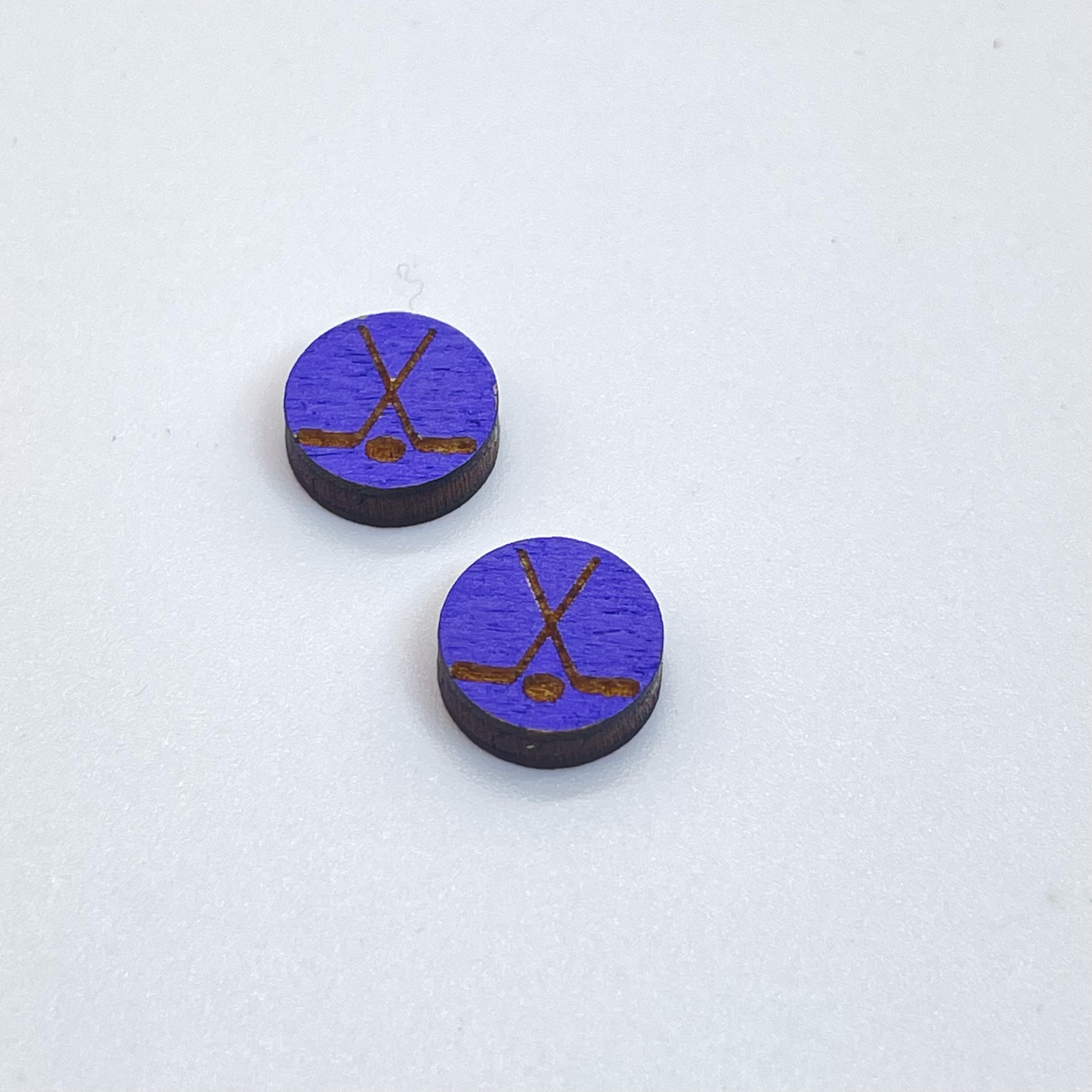 Circle Hockey Stick/Puck Stud Earrings