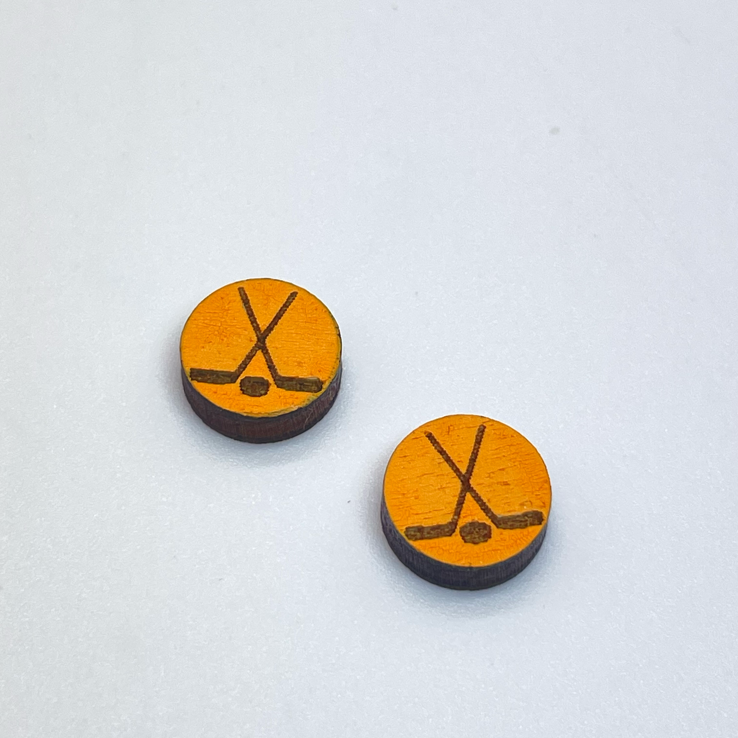 Circle Hockey Stick/Puck Stud Earrings