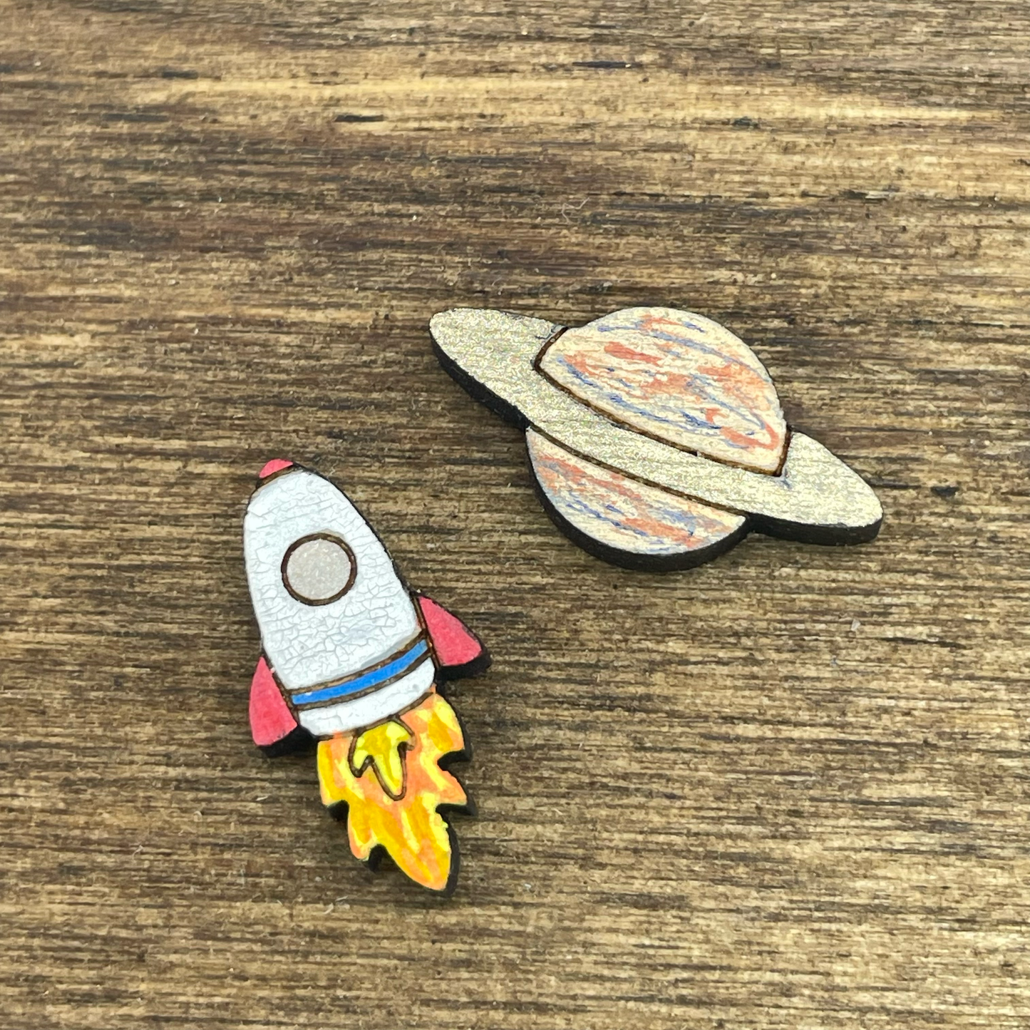 Rocket + Planet Stud Earrings