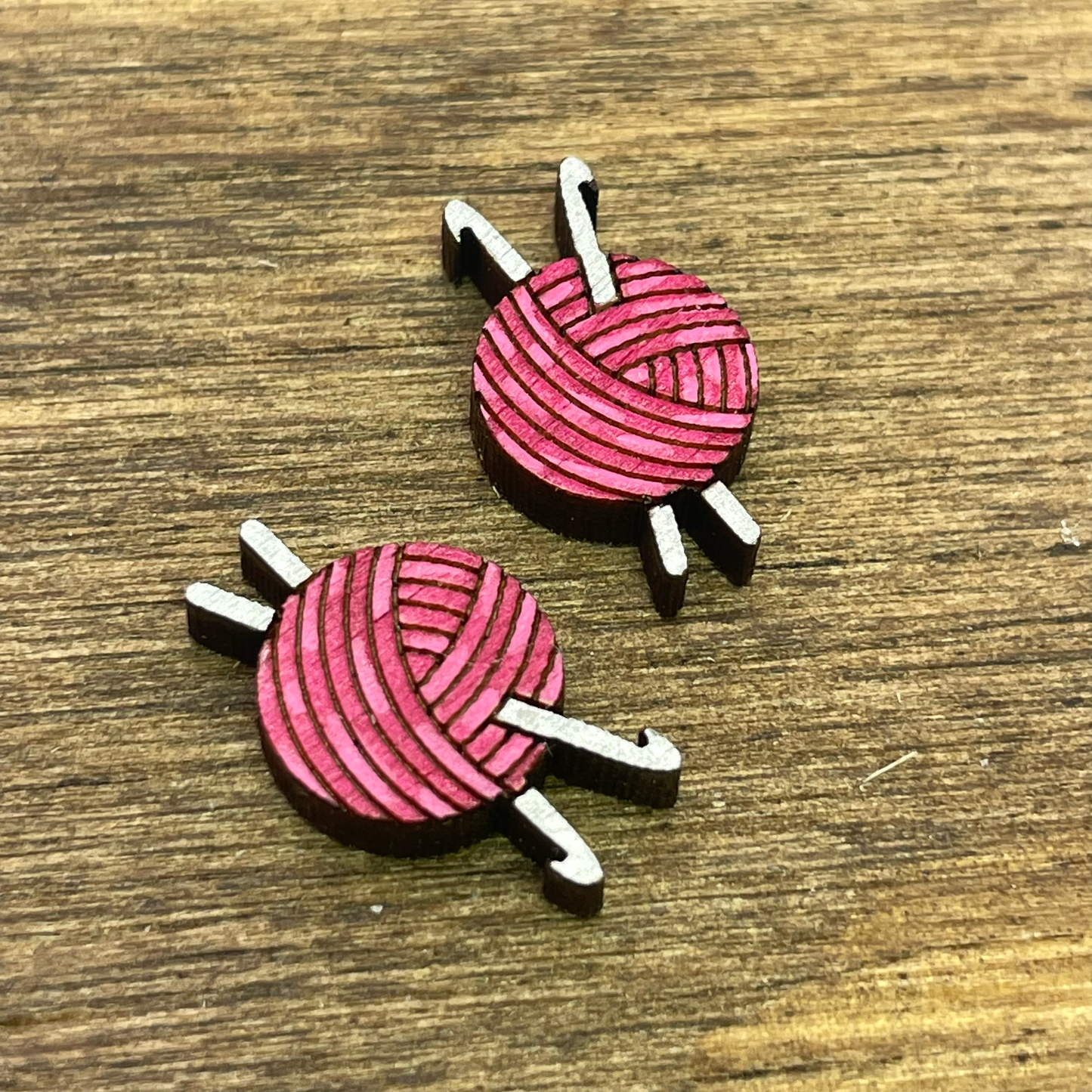 Yarn with Knitting Needles Stud Earrings