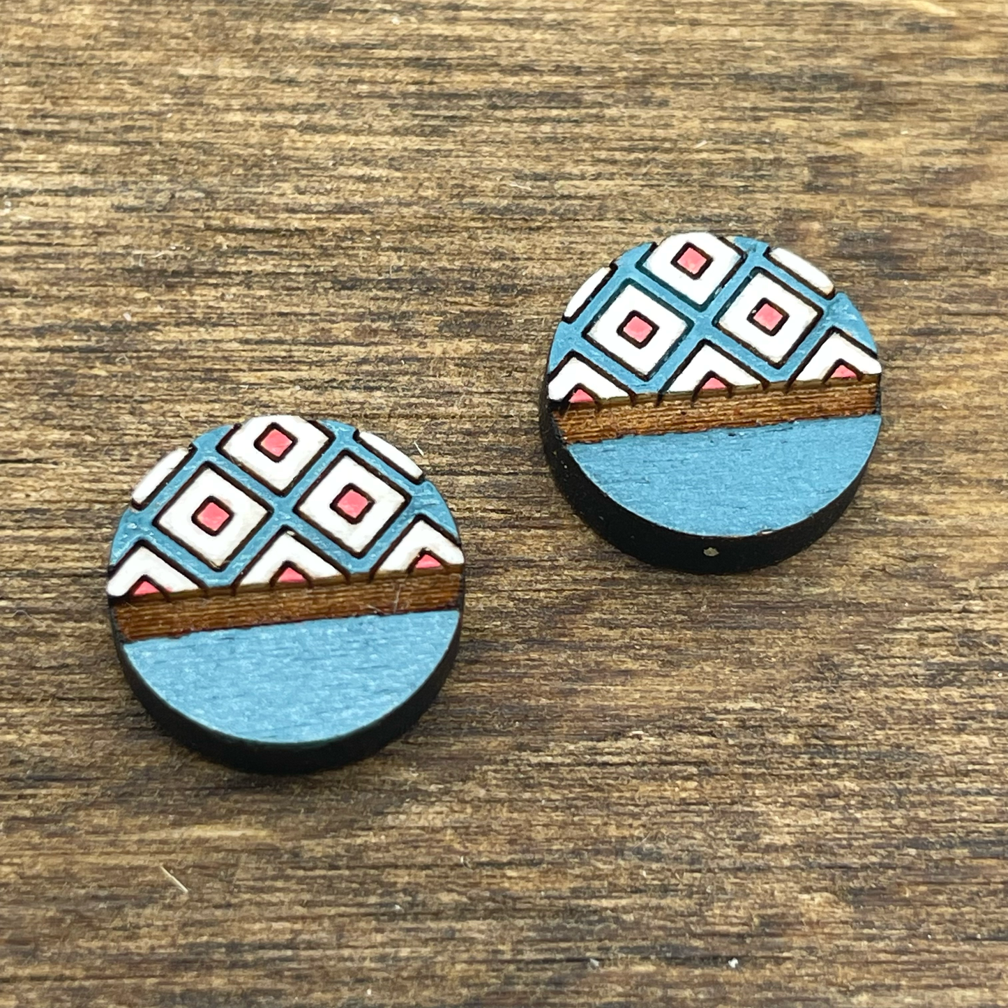 Half Square Tiled Circle Stud Earrings