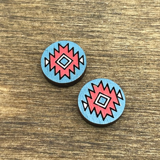 Aztec Detailed Circle Stud Earrings