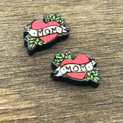 "MOM" Tattoo Stud Earrings