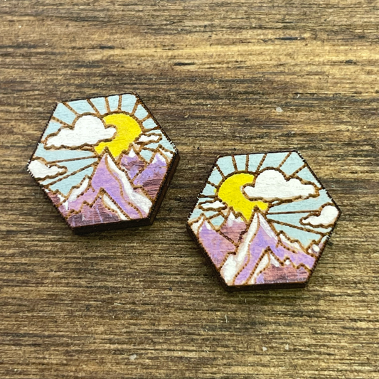 Hexagon Mountains Stud Earrings