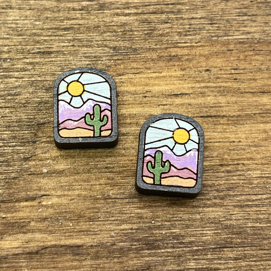 Arch Desert w/ Cactus and Sun Stud Earrings