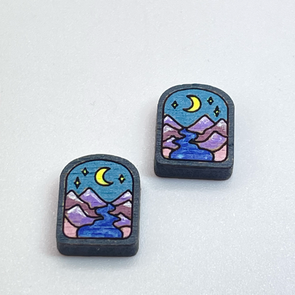 Arch River & Moon Stud Earrings