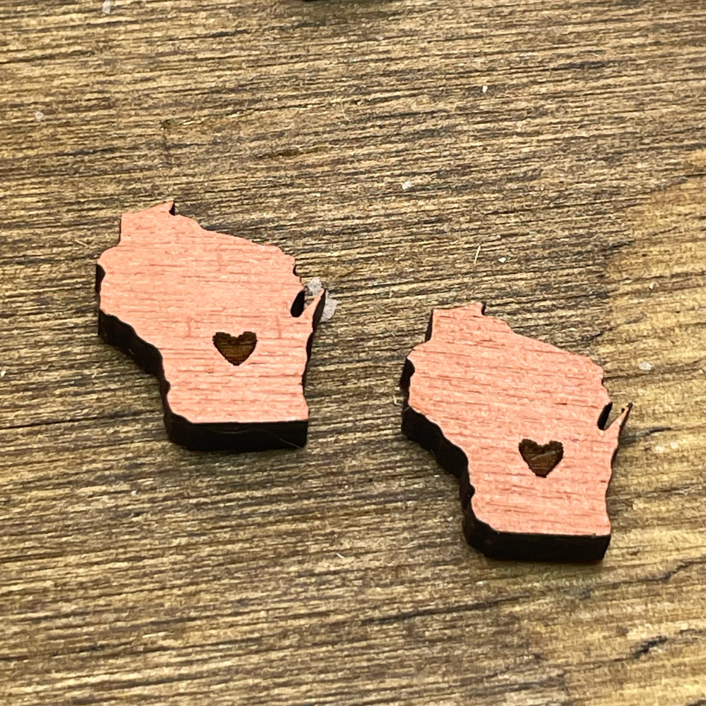 WI State Shape Stud Earrings