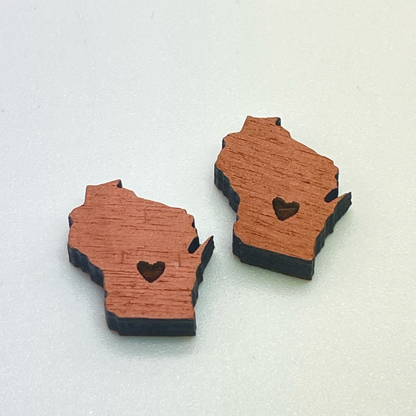 WI State Shape Stud Earrings