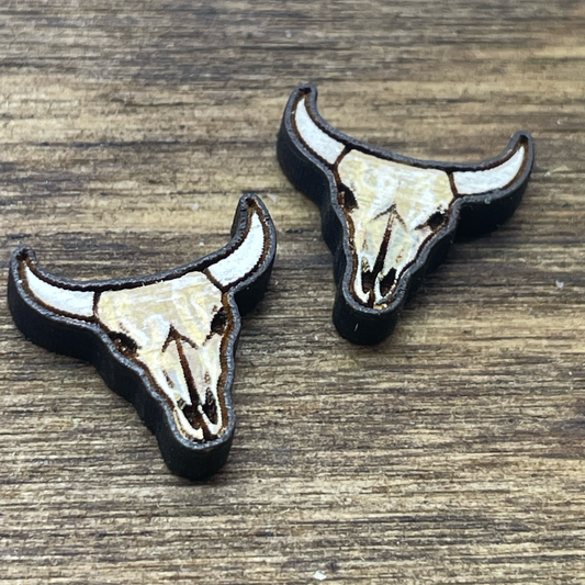 Bull Skull w/ Horns Stud Earrings