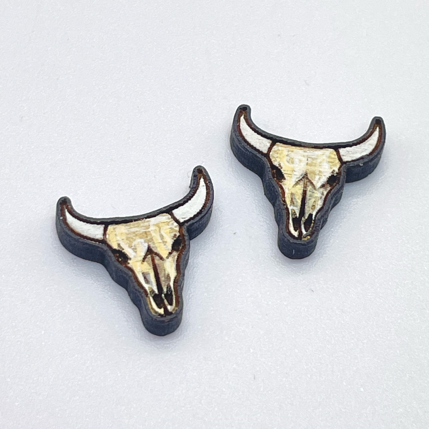 Bull Skull w/ Horns Stud Earrings