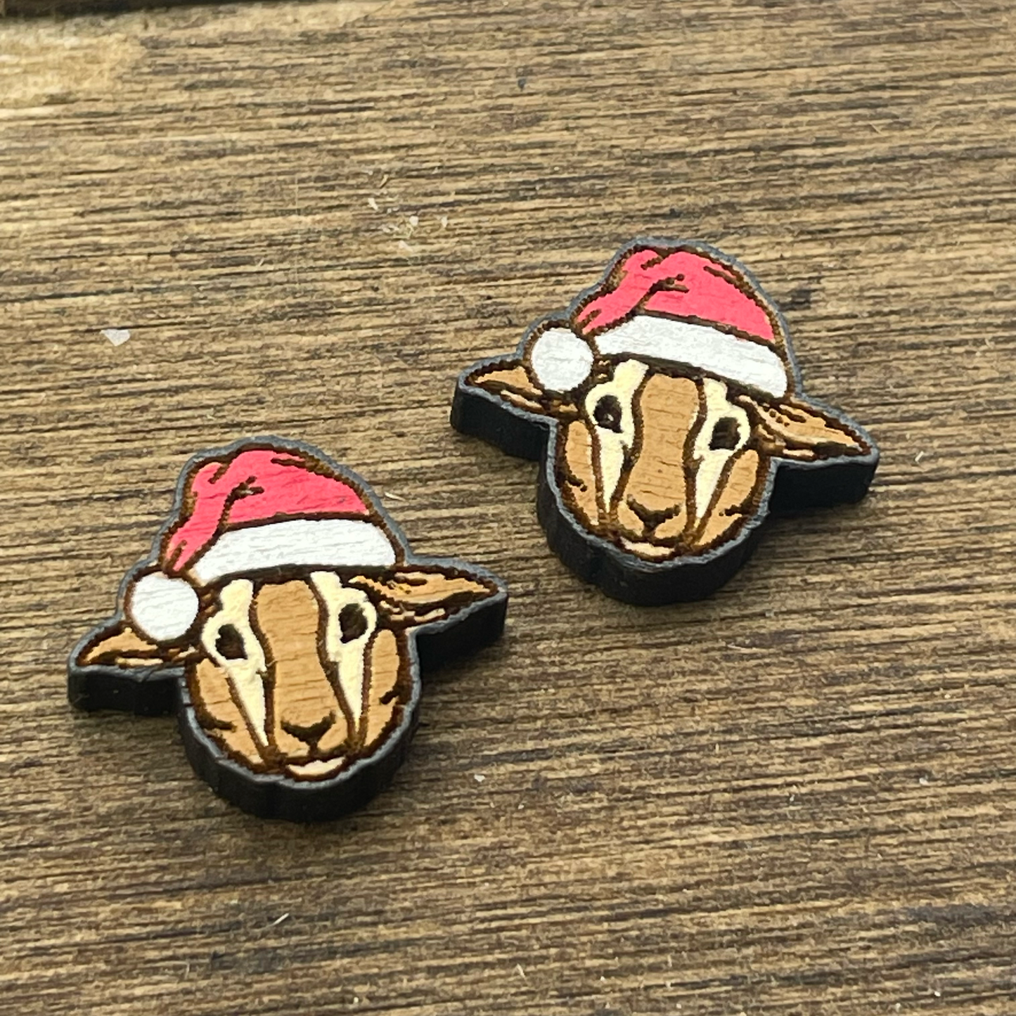 Sheep with Santa Hat Stud Earrings