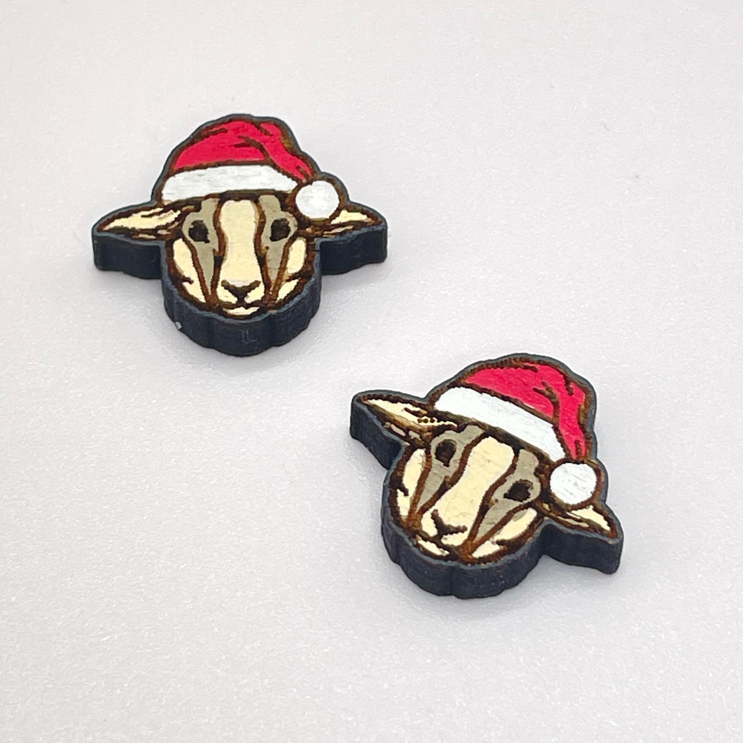 Sheep with Santa Hat Stud Earrings