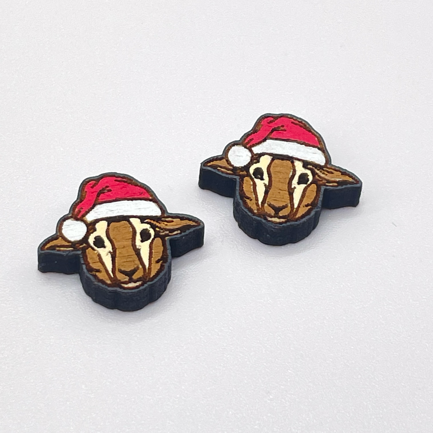 Sheep with Santa Hat Stud Earrings