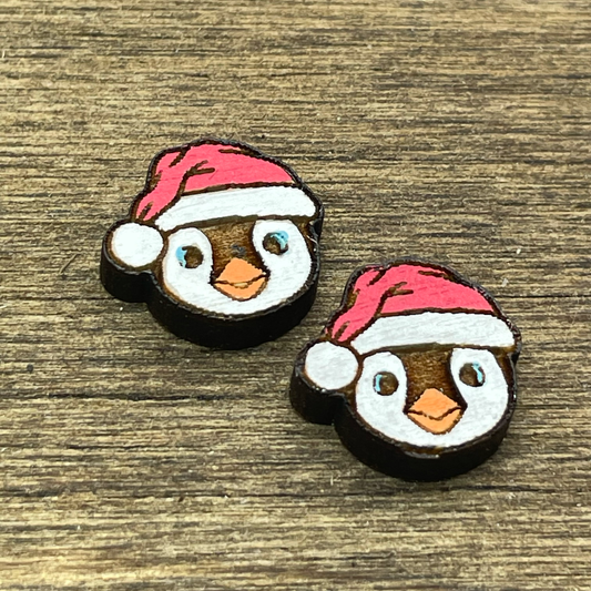 Penguin with Santa Hat Stud Earrings