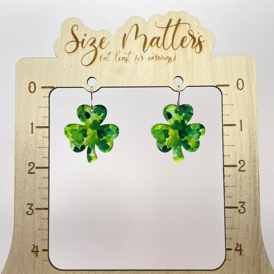 St. Patricks Day Clover Drop Dangle Earrings