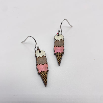 Ice Cream Cone Drop Dangle Earrings