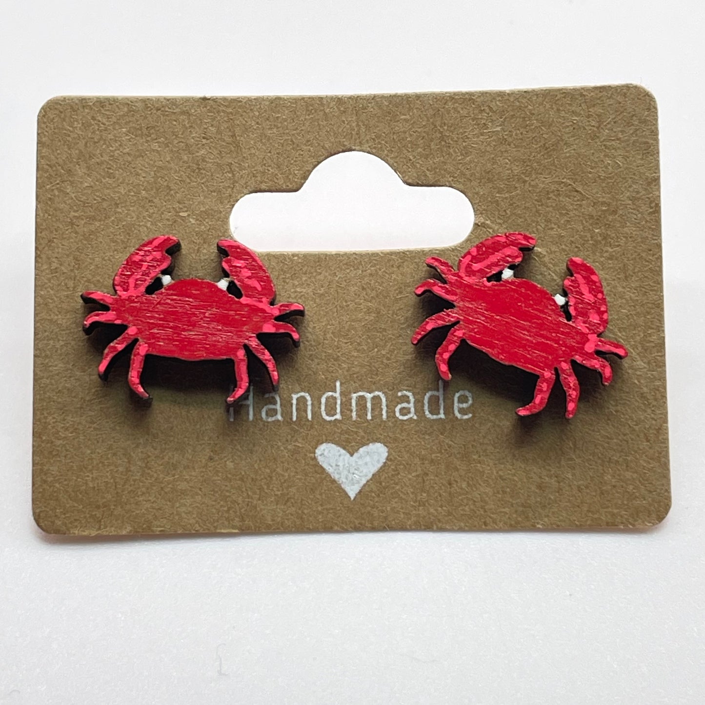 Large Red Crab Stud Earrings