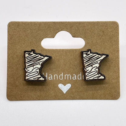 MN "Minnesota" State Shape Stud Earrings