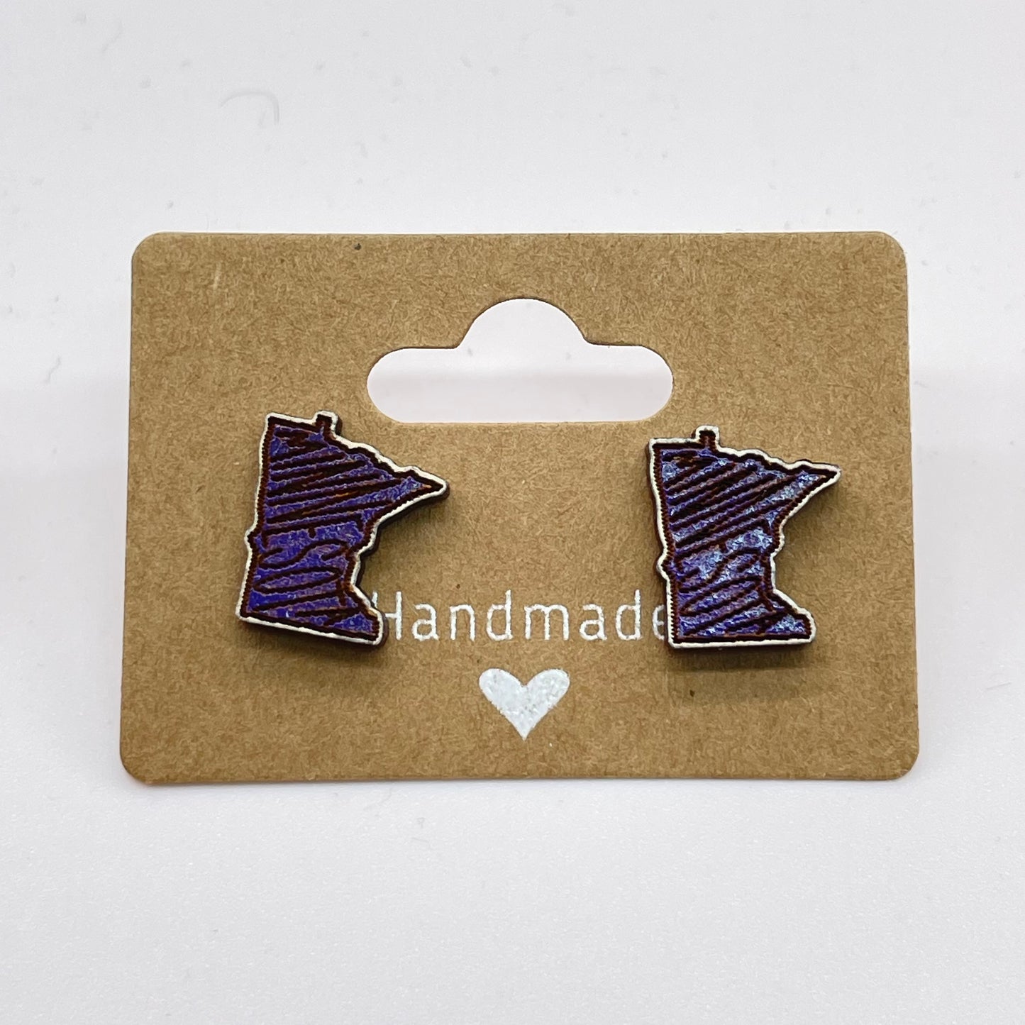 MN "Minnesota" State Shape Stud Earrings