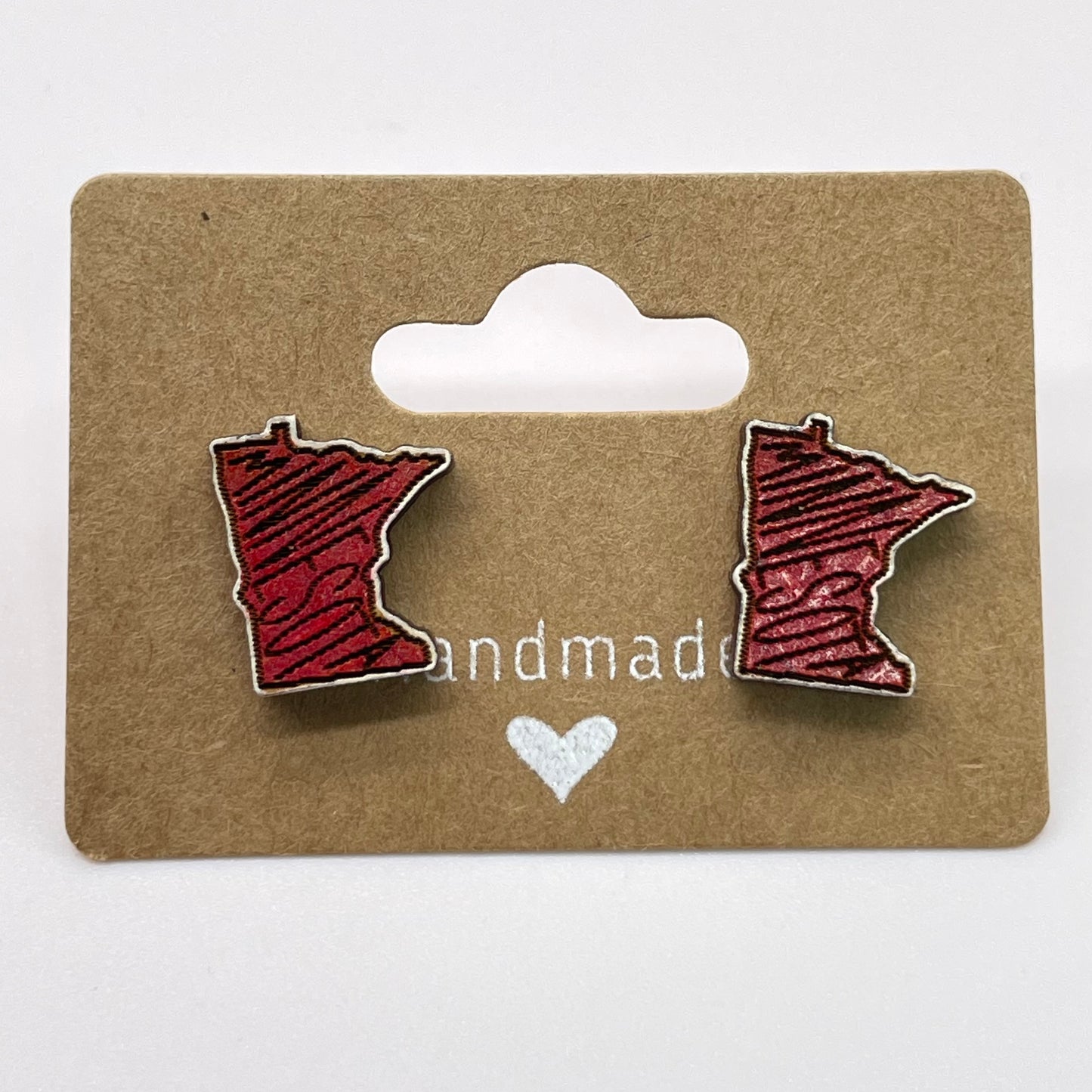 MN "Minnesota" State Shape Stud Earrings