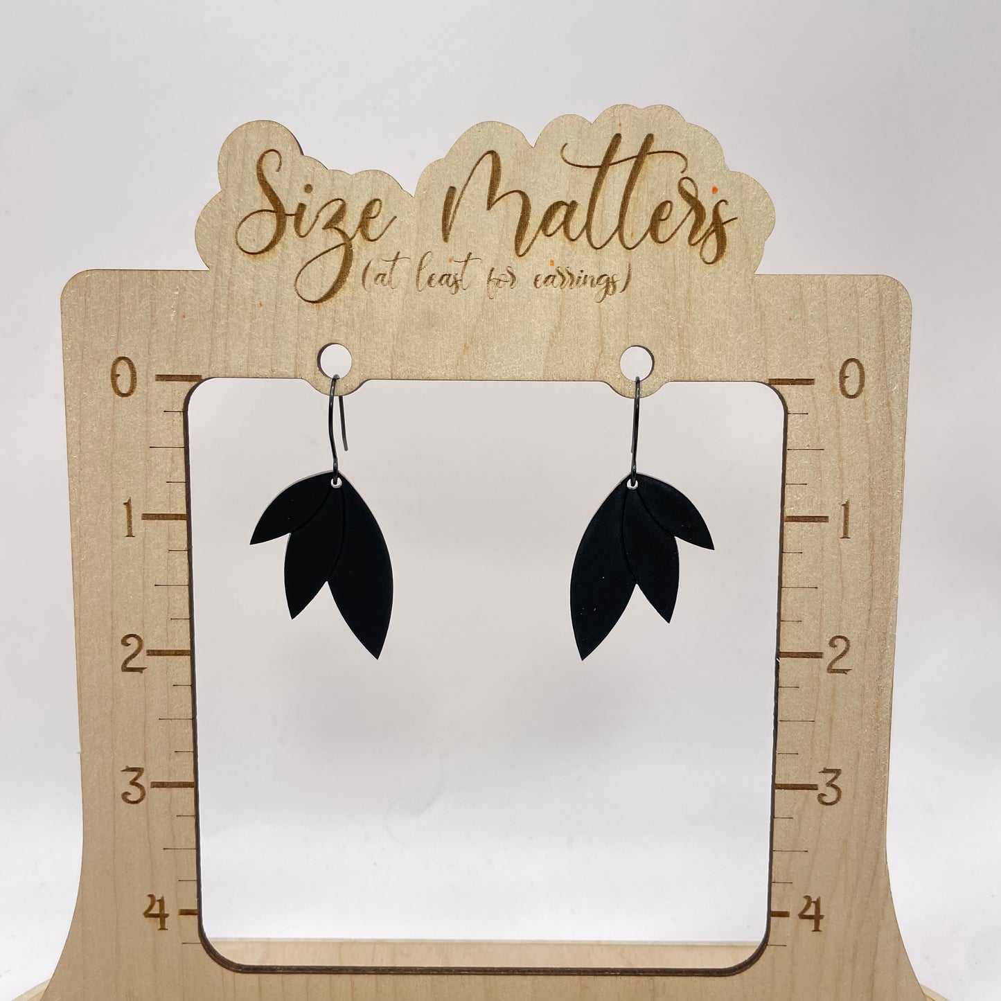 Matte Black Curves Drop Dangle Earrings