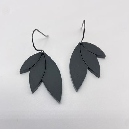 Matte Black Curves Drop Dangle Earrings