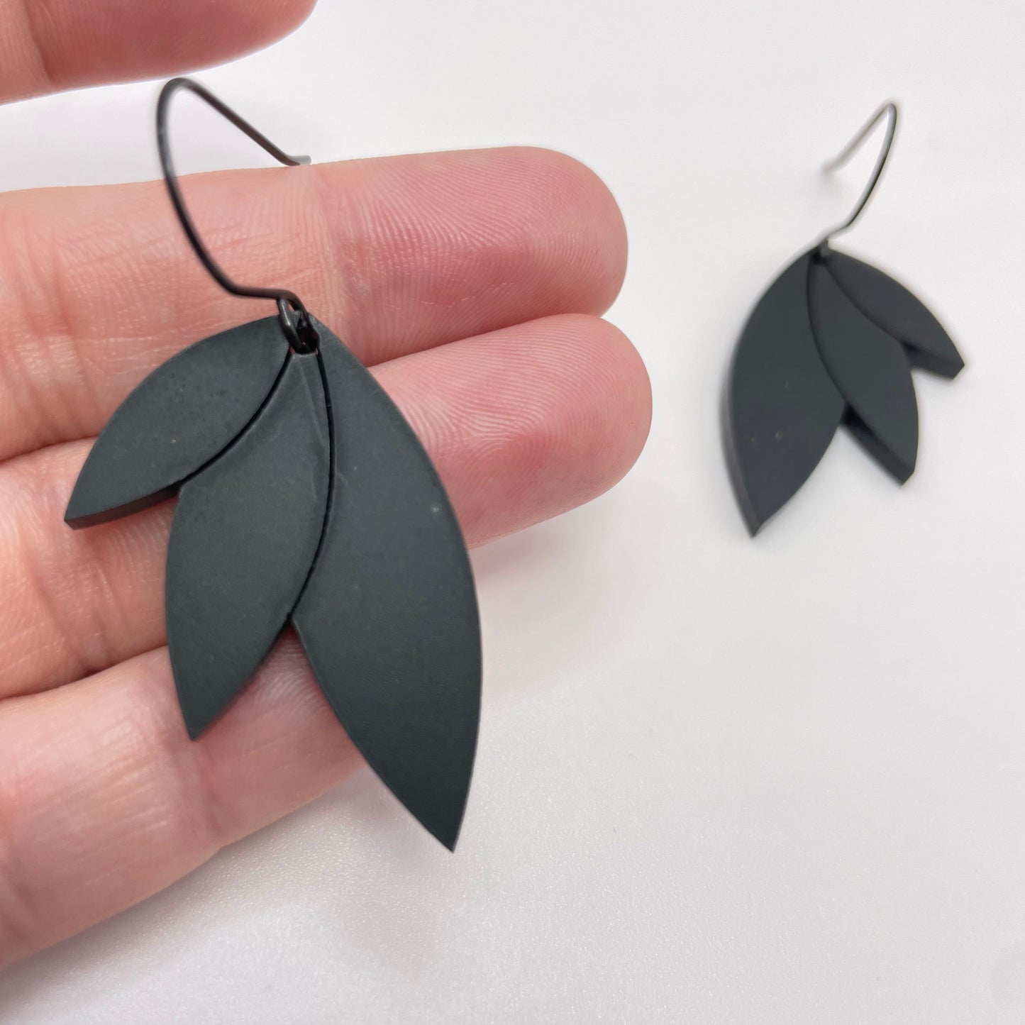 Matte Black Curves Drop Dangle Earrings