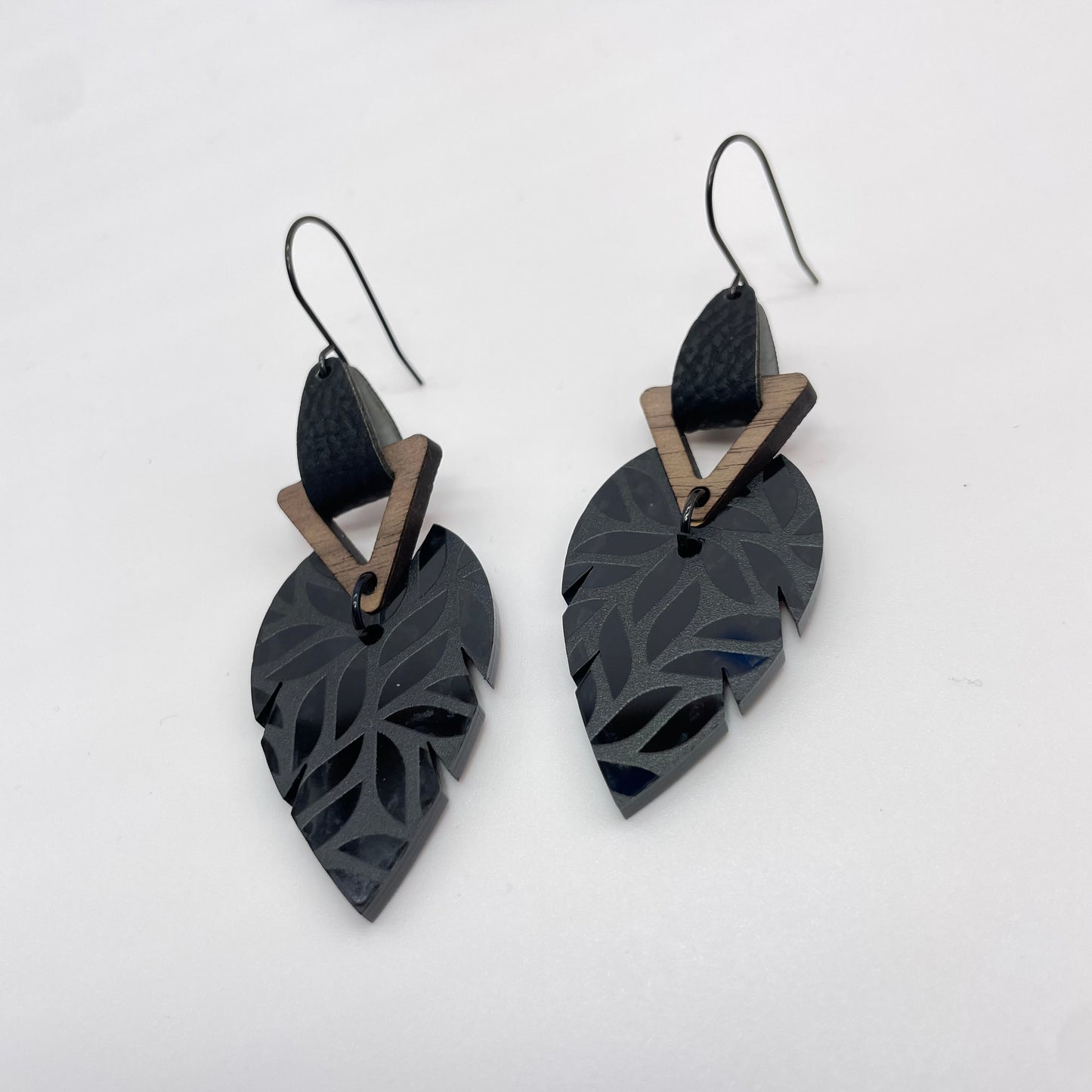 Matte Palm Leaf Drop Dangle Earrings