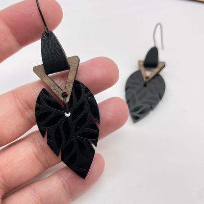 Matte Palm Leaf Drop Dangle Earrings