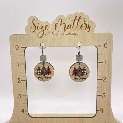 Merry Christmas Circle Drop Dangle Earrings