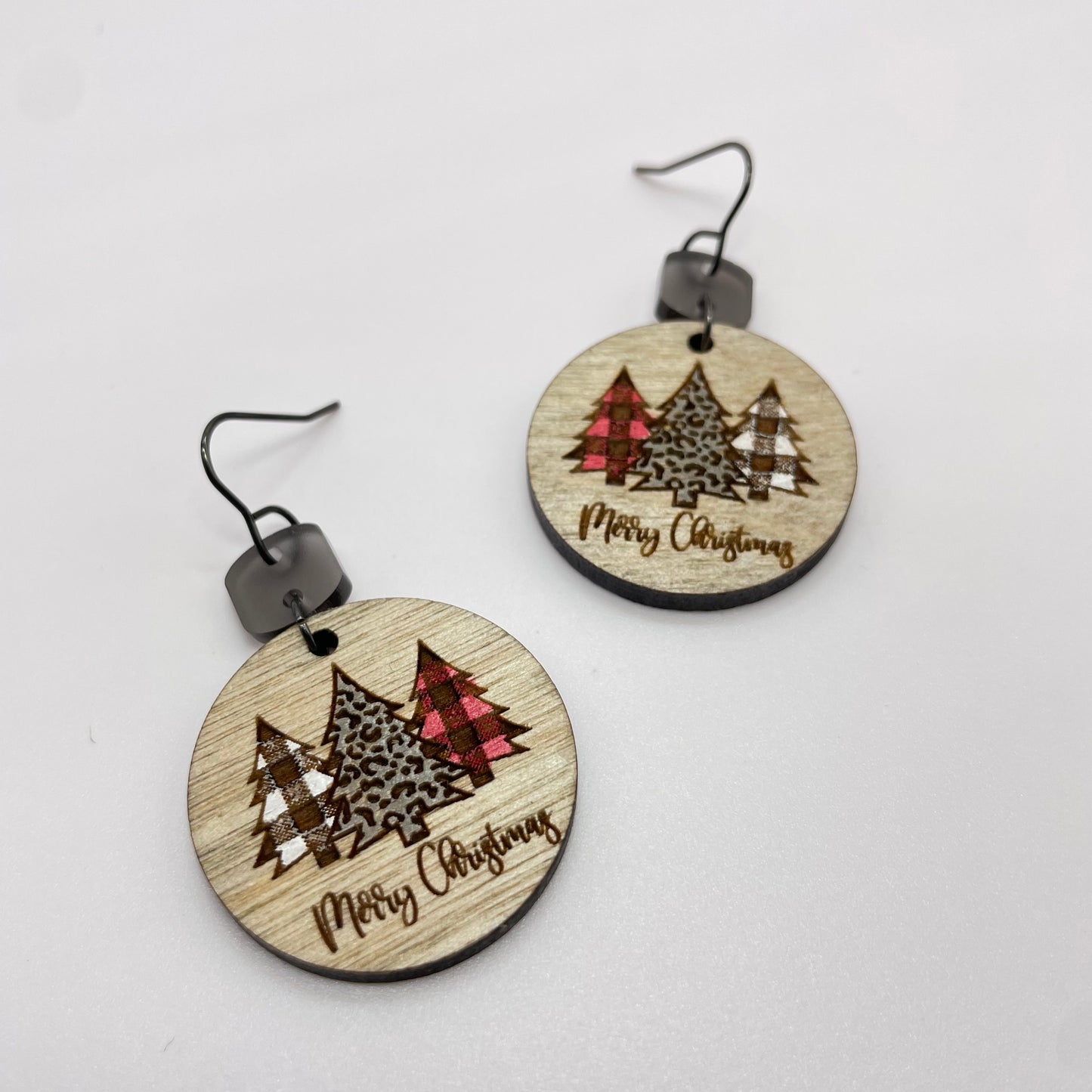 Merry Christmas Circle Drop Dangle Earrings