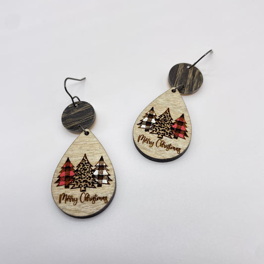 Merry Christmas Teardrop Drop Dangle Earrings