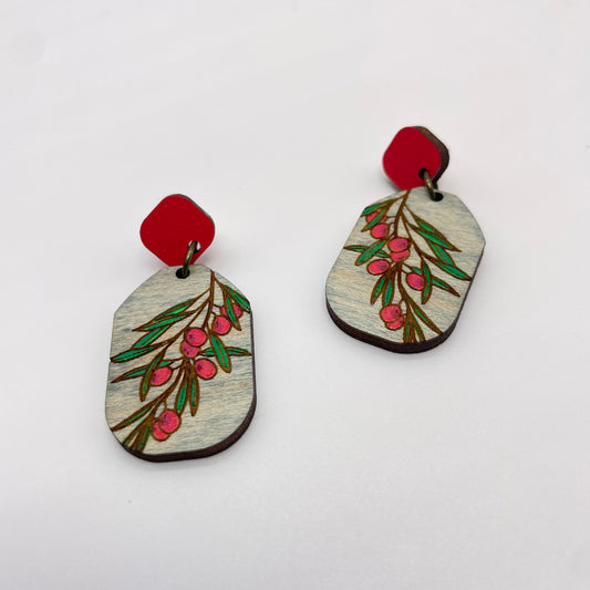 Mistletoe Stud Dangle Earrings