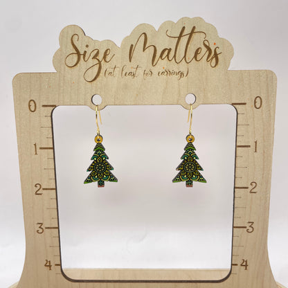 Christmas Tree Mosaic Drop Dangle Earrings