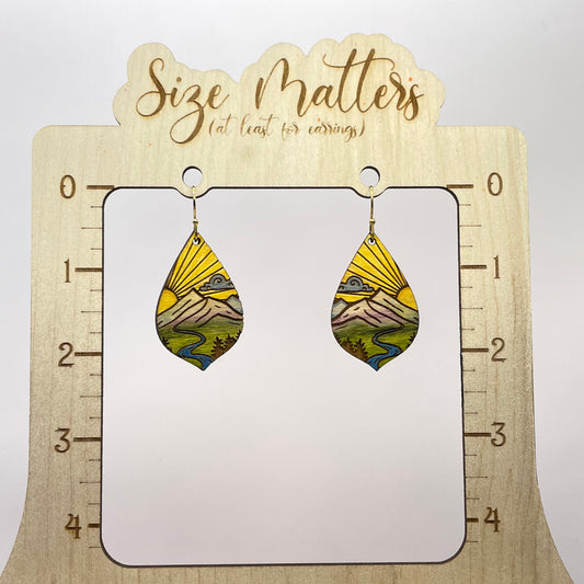 Mountain Sunrise Landscaper Drop Dangle Earrings