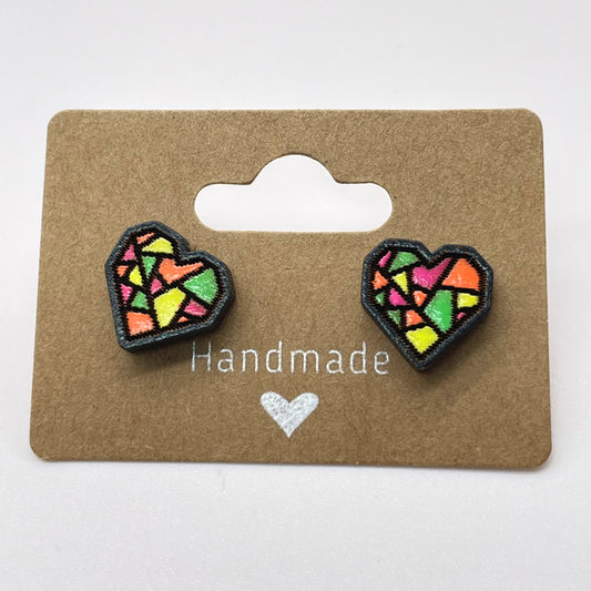 Neon Heart Stud Earrings