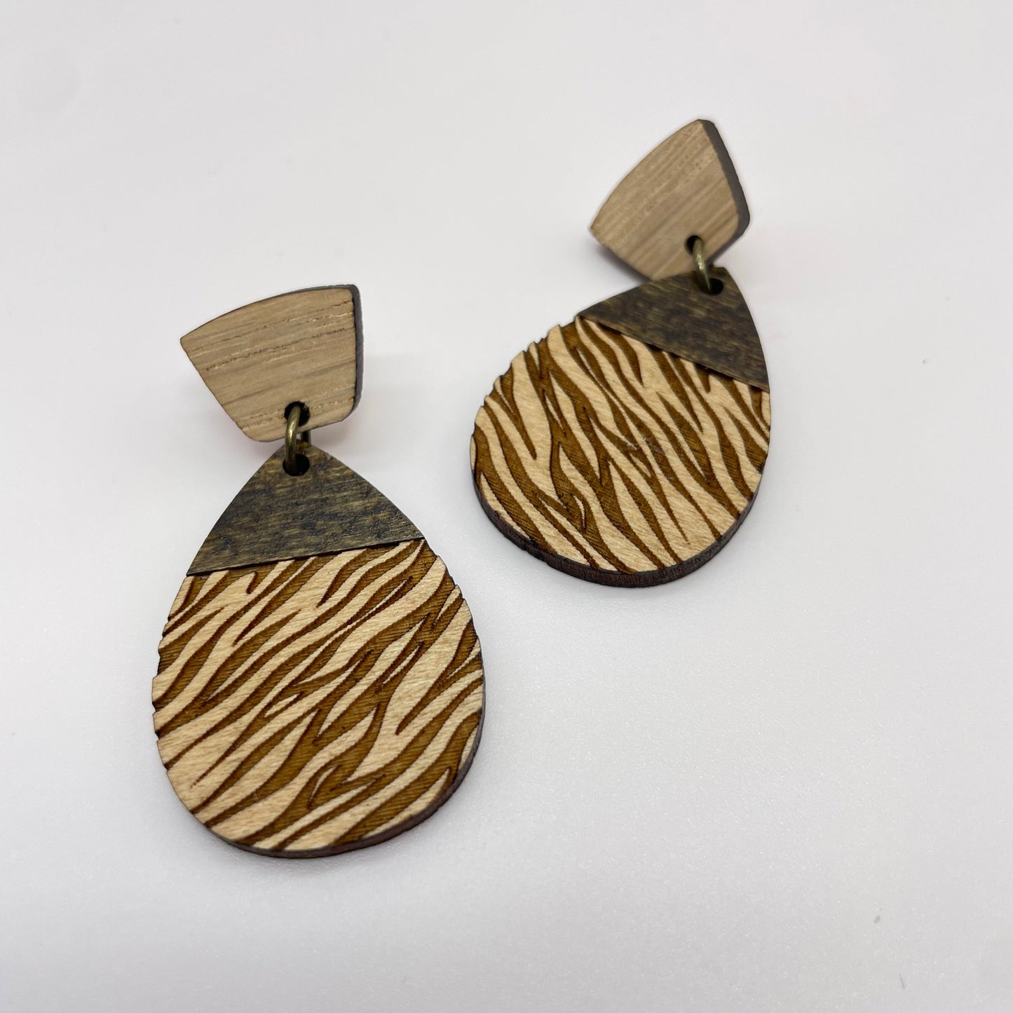 Neutral Zebra Drop Dangle Earrings